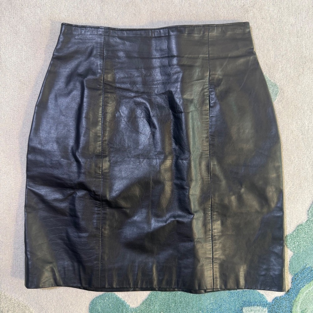 Wilsons Leather Vintage Black Leather Pencil Skirt High Waist Size 10